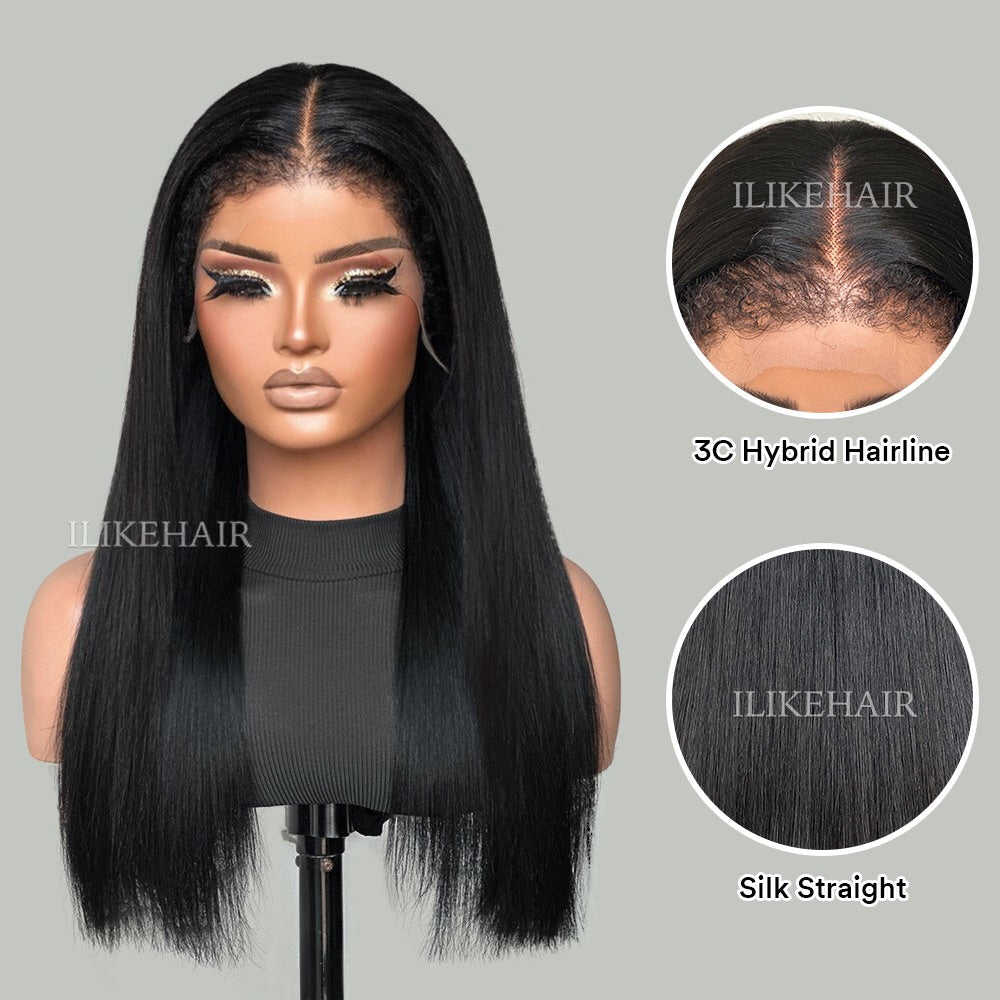 Silky Straight With Hybrid Hairline  HD Lace Ventilated Wig