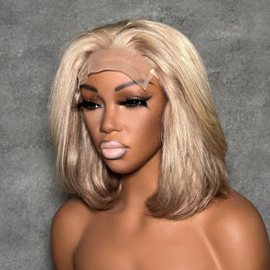 Ash Blonde Layered Cut Blowout Bob 5x5 Lace Closure Wig