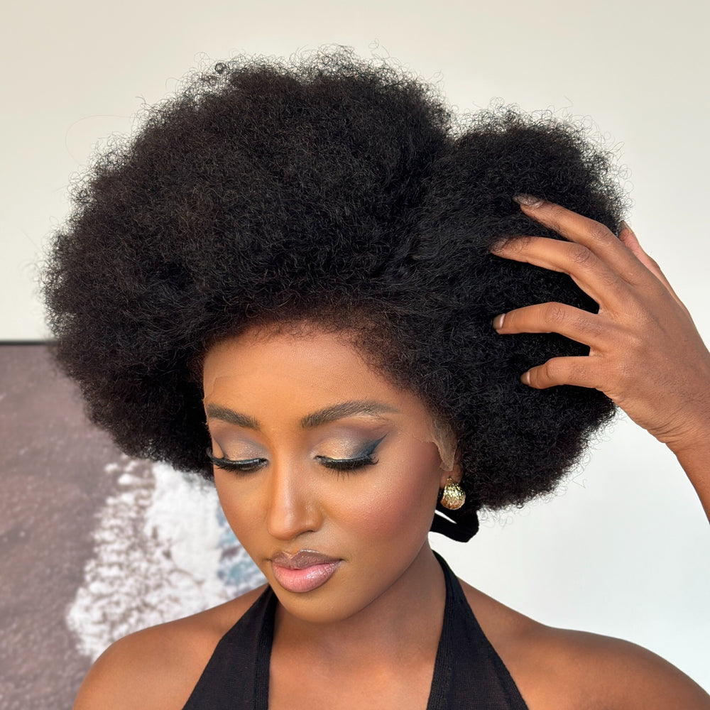 Afro Kinky Curly With Kinky Edges HD 13x4 Lace Front Bob Wig