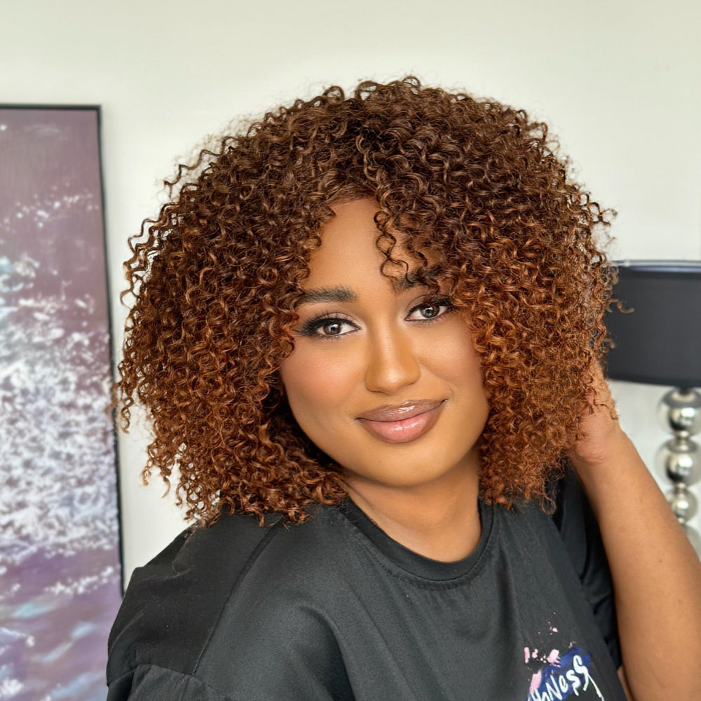 Put On & Go Ombre Auburn Brown Kinky Curly Wig