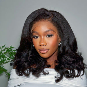 Side Part Wavy With Kinky Edges 13x4 Lace Front Wig