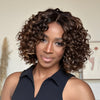 Short Blonde Highlights Glueless Pixie Curly Lace Closure Wig