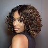 Short Blonde Highlights Glueless Pixie Curly Lace Closure Wig