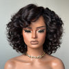 Side Part Fluffy Rose Curly Bob Lace Human Hair Wig