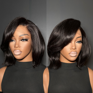 Modern Stylish Short Blowout Bob Haircut 13x4 Lace Front Wig