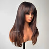 Brown Highlight With Bang Layered Cut 5×5 Lace Human Hair Wig