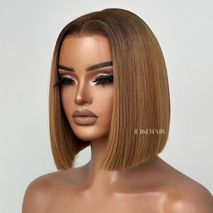Ombre Honey Blonde Adjustable Cap Virgin Hair Bob HD Lace Wig