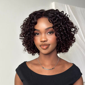 Put On & Go Ombre Reddish Brown Pixie Curly Wig With Bangs