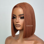 Copper Brown Adjustable Cap Virgin Hair Bob HD Lace Wig