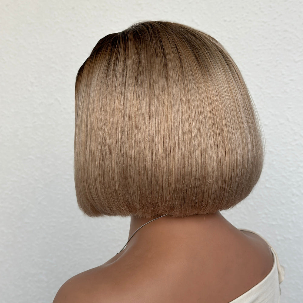 
            
                Load image into Gallery viewer, Ash Blonde Ombre Blunt Cut Bob 13x4 Lace Frontal Wig
            
        