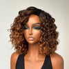 Glueless Ombre Brown Curly Human Hair Wig