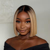Ombre Blonde Highlight with Brown Blunt Cut Bob 5x5 Lace Closure Wig