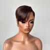 Dark Brown Full Lace Pixie Cut Wig With Side Swept Bangs