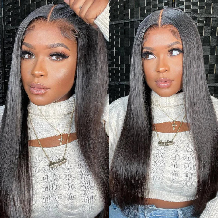 
            
                Load image into Gallery viewer, Wear &amp;amp; Go Silky Straight Glueless Pre Cut 4x4 HD Lace Closure Wig
            
        