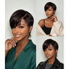 Natural Full Lace Pixie Cut Wig With Side Swept Bangs