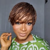Dark Brown Short Braided Wig Human Hair Pixie Cut Wig With Bangs