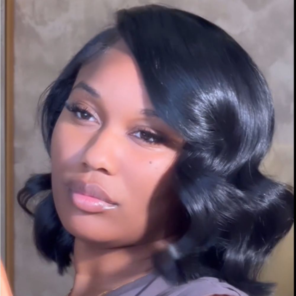 Luxury Side Part Bob With Glam Waves 5x5 Lace Closure Wig