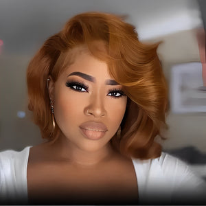 Put On ＆ Go Ginger Orange Glueless Body Wave Bob 13x4 Lace Front Wig