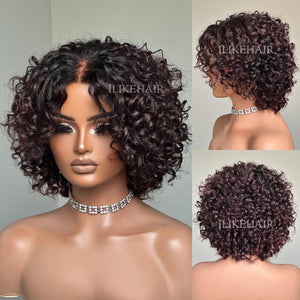 Put On & Go Ombre Reddish Brown Pixie Curly Wig With Bangs