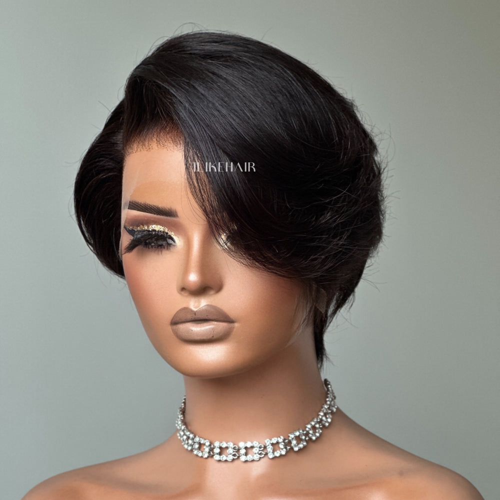 
            
                Load image into Gallery viewer, Boss Lady Side Part Layered Pixie Cuts 13x4 Frontal Lace Wig
            
        