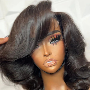 
            
                Load image into Gallery viewer, Fluffy Layered Wavy Bangs 5x5 Lace Closure Wig
            
        