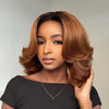 Luxurious Layered Short Ombre Light Brown Glueless 5x5 Lace Closure Wig