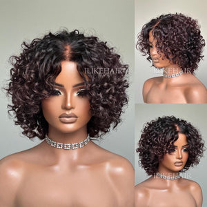 Put On & Go Ombre Reddish Brown Pixie Curly Wig With Bangs