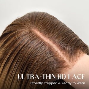 Ombre Honey Blonde Adjustable Cap Virgin Hair Bob HD Lace Wig