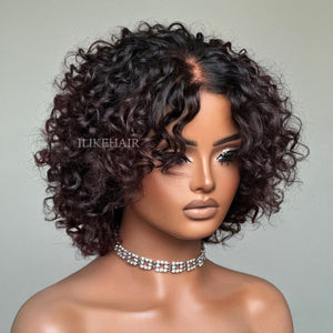 Put On & Go Ombre Reddish Brown Pixie Curly Wig With Bangs