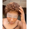 Full Lace Brown And Blonde Highlights Curly Pixie Wig