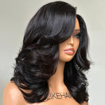 Inspired Layered Cut Wavy With Side Bangs 13x4 Lace Front Wig