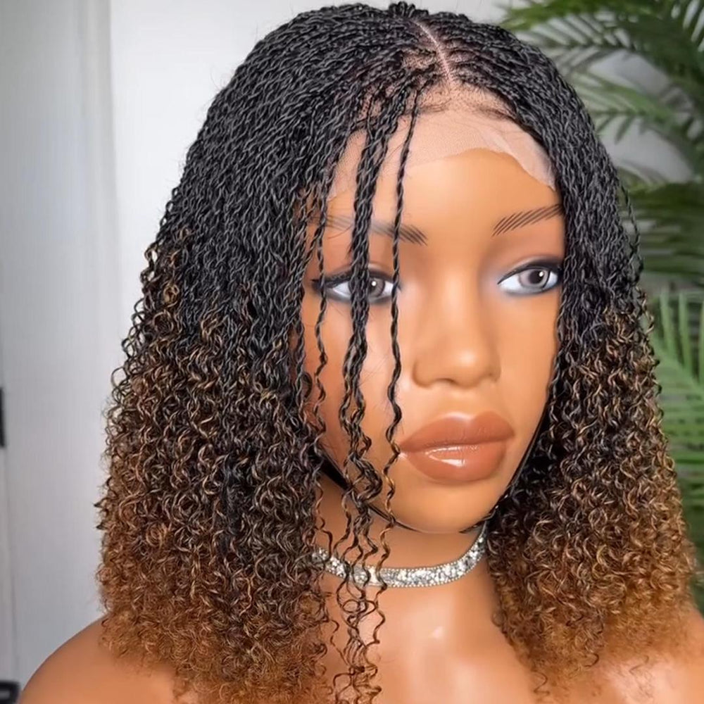 Ombre Brown Full Lace Micro Island twists Knotless Braids Wig