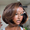 Natural Dark Brown with Caramel Bob Wig 100% Human Hair