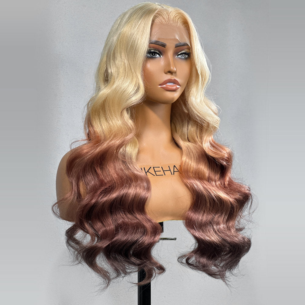 
            
                Load image into Gallery viewer, Ombre #613/Brown Color Long Wavy 13x4 Lace Front Wig
            
        