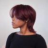 99J Burgundy Feathered Mullet 7x5 Drawstring Lace Wig with Bangs
