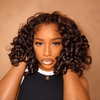 Reddish Brown Bouncy Curly Wig Shoulder Length Soft Natural Look