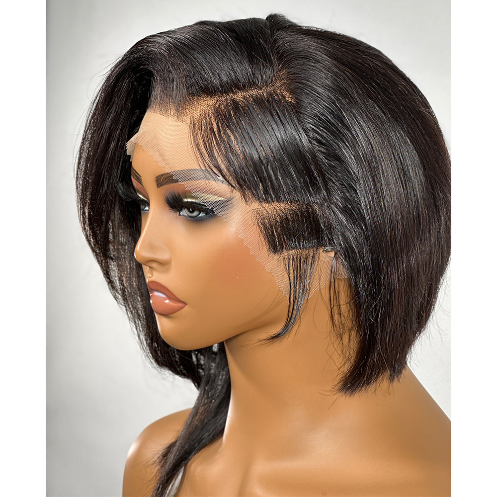 Layered Asymmetric Bob With Shaved Sides 13x4 Lace Front Wig