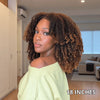 Natural Looking Brown Highlights Kinky Curly 7x5 Lace Wig with Kinky Edge