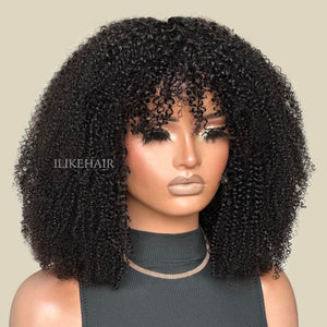 Minimalist Wear & Go Glueless Kinky Curly Wig With Bangs