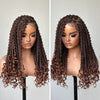 Full Lace Brown Butterfly Braid with Soft Curl Drawstring Wig
