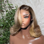 5x5 Side Part Ombre Ash Blonde Highlight Body Wavy Wig