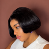 Medium-Length M-Shaped Bob Wig 13x4 Lace Natural Black 100% Human Hair