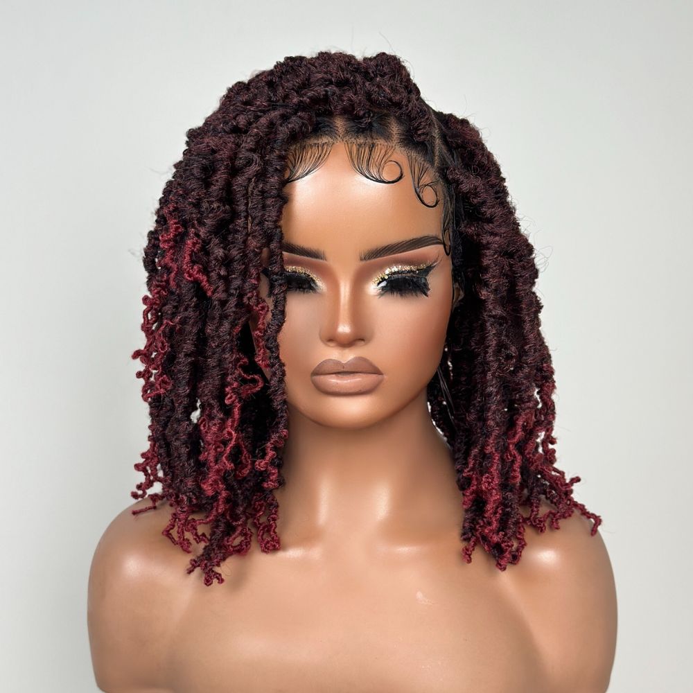 Full Lace Ombre Burgundy Goddess Locs With Drawstring Wig