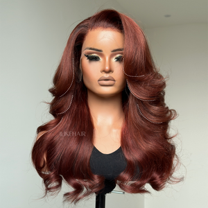 Luxurious Reddish Brown Layered Body Wave 13x4 Lace Frontal Wig