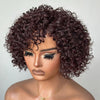 Put on & Go Brown Pixie Cut Curly Bob Wig 100% Human Hair