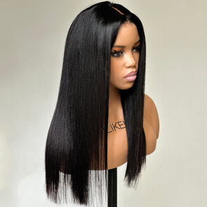 
            
                Load image into Gallery viewer, Wear &amp;amp; Go Natural Silky Straight Glueless 5x5 Pre Cut Lace Closure Wig
            
        