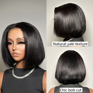 Put on & Go Yaki Straight Bob Cut Lace Closure Wig