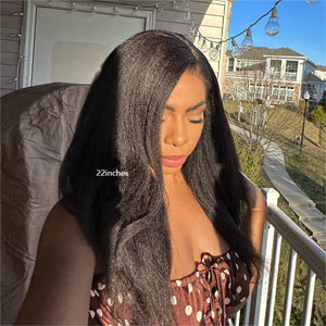 
            
                Load image into Gallery viewer, 4C Edges Kinky Straight 13x4 Hd Lace Frontal Realistic Kinky Hairline Wig
            
        