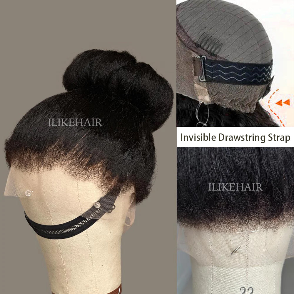 360 Lace Kinky Edges Invisible Strap Kinky Straight Wig