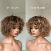 Chic Ombre Mix Color Short Cut Curly Put On & Go Wig 100% Human Hair